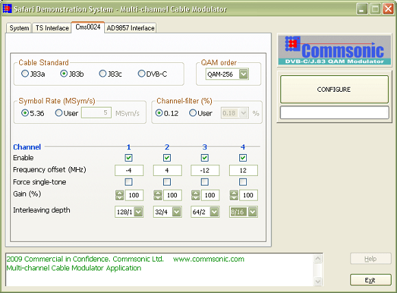 Multi-channel DVB-C modulator / J83 modulator Safari plug-in